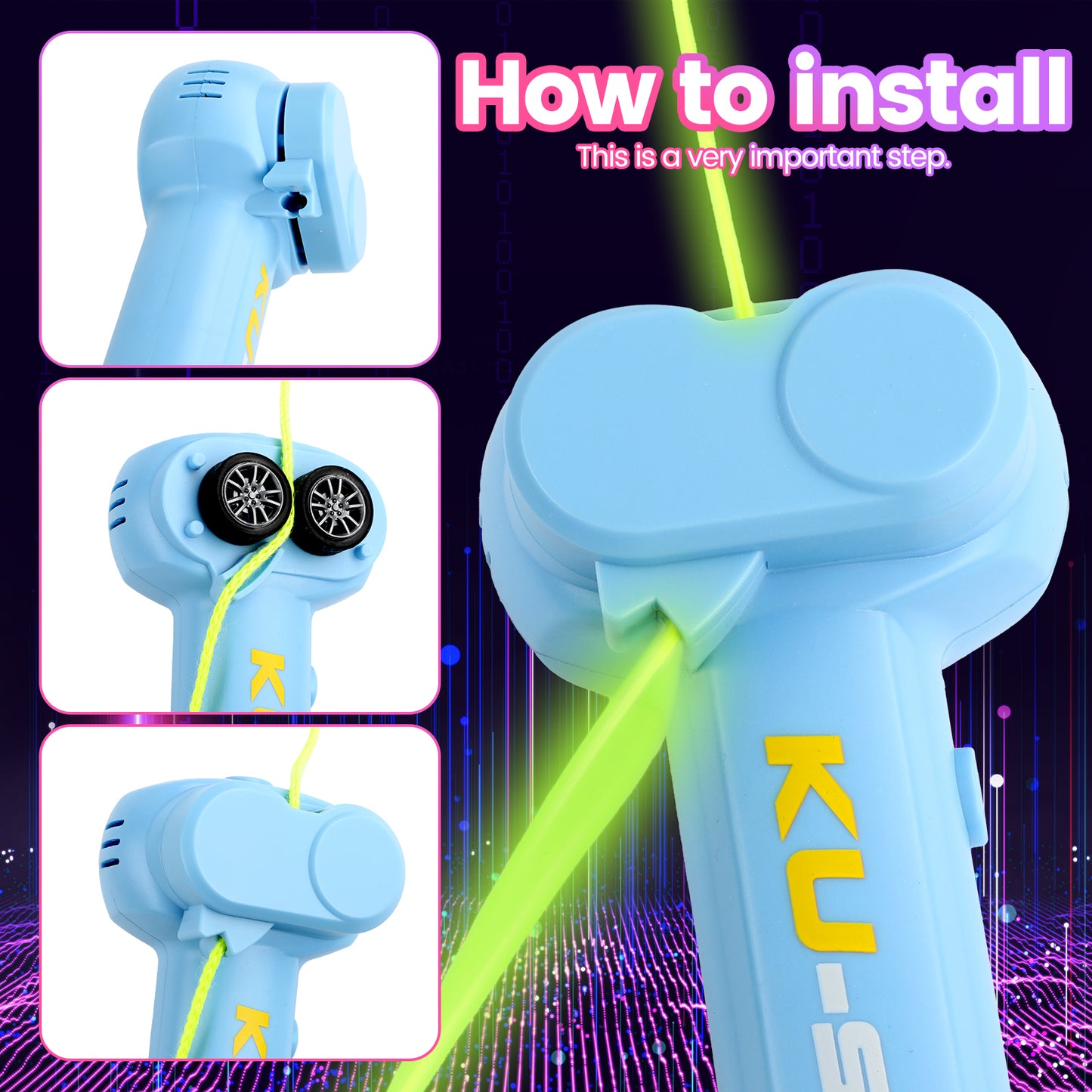 Glow-in-the-Dark Rope, Portable Rope Launcher, Let the Glowing Fly Through the Air, Defy Gravity for Kids and Adults,Blue