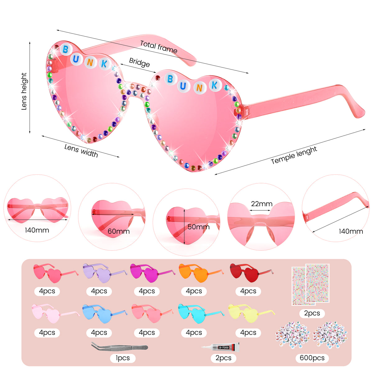 40 Pairs DIY Heart Sunglasses,Bulk My Era Popular Singer Party Favors, Valentine's Day Diy Sunglasses for Classroom Exchange Gifts Friendship Sunglasses for 1989 Girls Women