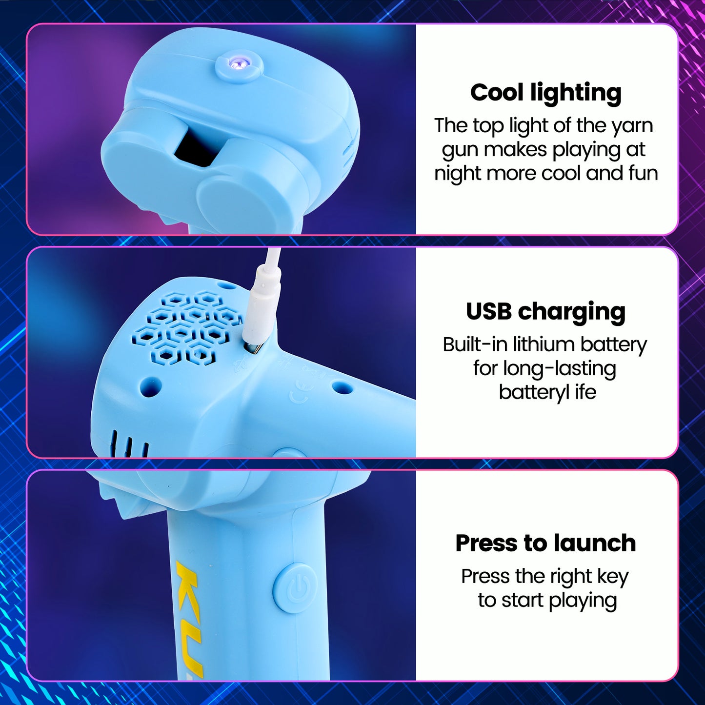 Glow-in-the-Dark Rope, Portable Rope Launcher, Let the Glowing Fly Through the Air, Defy Gravity for Kids and Adults,Blue