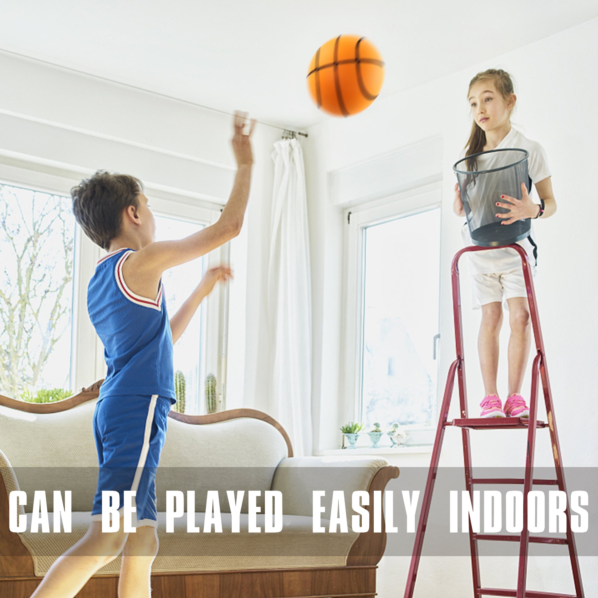 Silent Basketball Size 7 (29.5") - Upgrade Foam Indoor Basketball for Quiet Dribbling and Indoor Training, Pro PU Foam Ball – Real Feel Higher Bounce Quieter