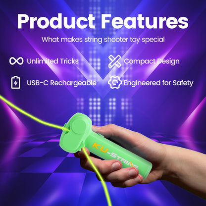 Glow-in-the-Dark Rope, Portable Rope Launcher, Let the Glowing Fly Through the Air, Defy Gravity for Kids and Adults,Green