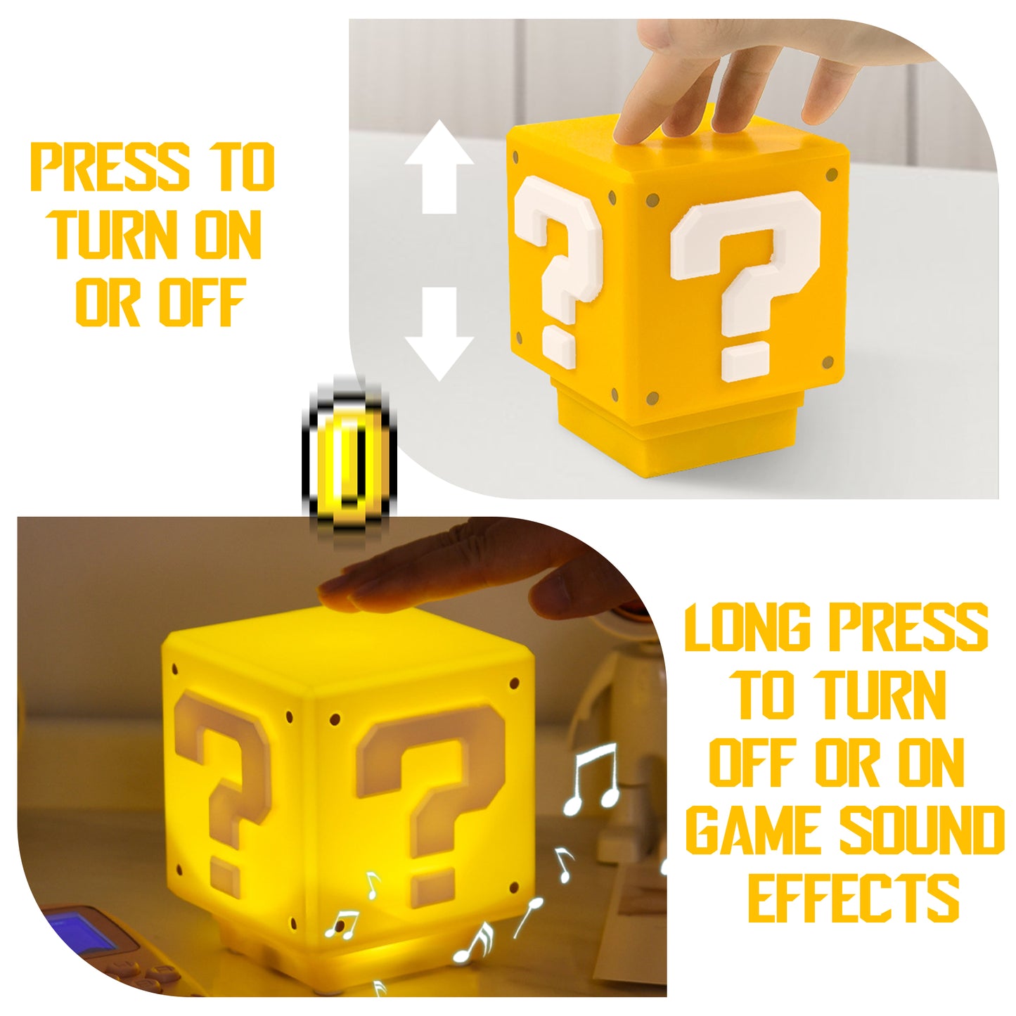 Super Bros-Mini Night Light Question Block For Kids，Box Led Light For Bedrooms