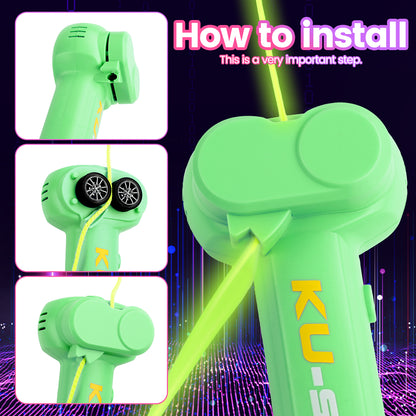 Glow-in-the-Dark Rope, Portable Rope Launcher, Let the Glowing Fly Through the Air, Defy Gravity for Kids and Adults,Green