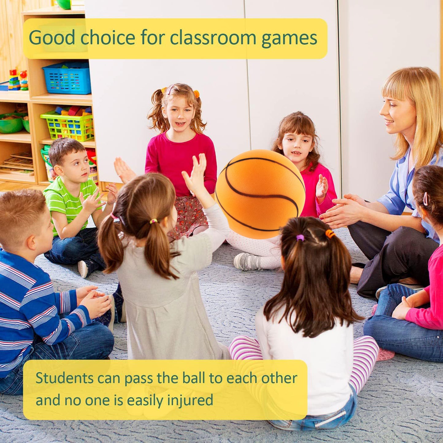 Silent Basketball Size 7 (29.5") - Upgrade Foam Indoor Basketball for Quiet Dribbling and Indoor Training, Pro PU Foam Ball – Real Feel Higher Bounce Quieter