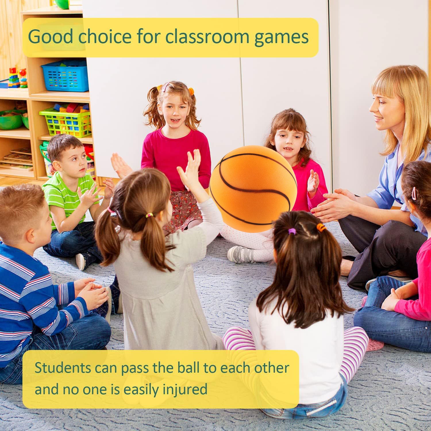 Silent Basketball Size 7 (29.5") - Upgrade Foam Indoor Basketball for Quiet Dribbling and Indoor Training, Pro PU Foam Ball – Real Feel Higher Bounce Quieter