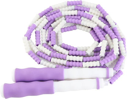 Segmented Jumping Rope, Adjustable Untangled Beaded Flexible PP Plastic Rope with Anti Slip Handle, for Kids and Beginners Exercise