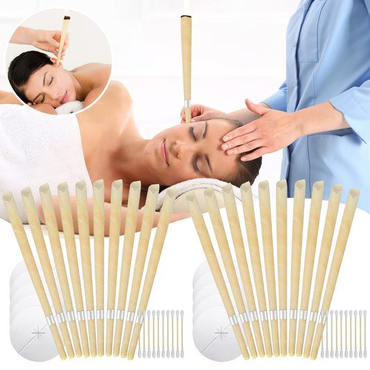 20 Pcs Ear Care Kit for Adults with Protective Discs and Cotton Swabs,Convenient Personal Ear Care Accessory Set with Protective Discs and Cotton Swabs for Home Use