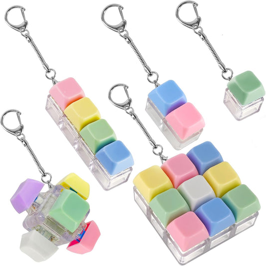 5PCS Keyboard Fidget Toy, Crisp Clicking Stress Relief Toy for Adults Portable Sensory Anxiety Relief Keychain, Multicolor, Suitable for Home, Car and Office Use