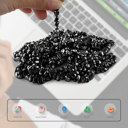 Magnetic Balls Over 500 PCS Mini Rainbow Magnetic Putty, with 2 Big Smooth Magnetic Beads, Fidget Toys for Adult, Weak Ferrite Putty Desk Toys for Office (Black)