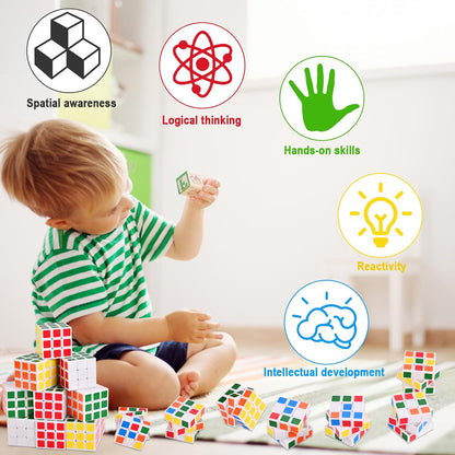 Mini Cube 48 Pack Magic Cube, Puzzle Party Favors for Kids Party Puzzle Game Toys Classroom Rewards & School Prize for Students, Stress Relief Toys Goody Bag Filler Birthday Easter Gift