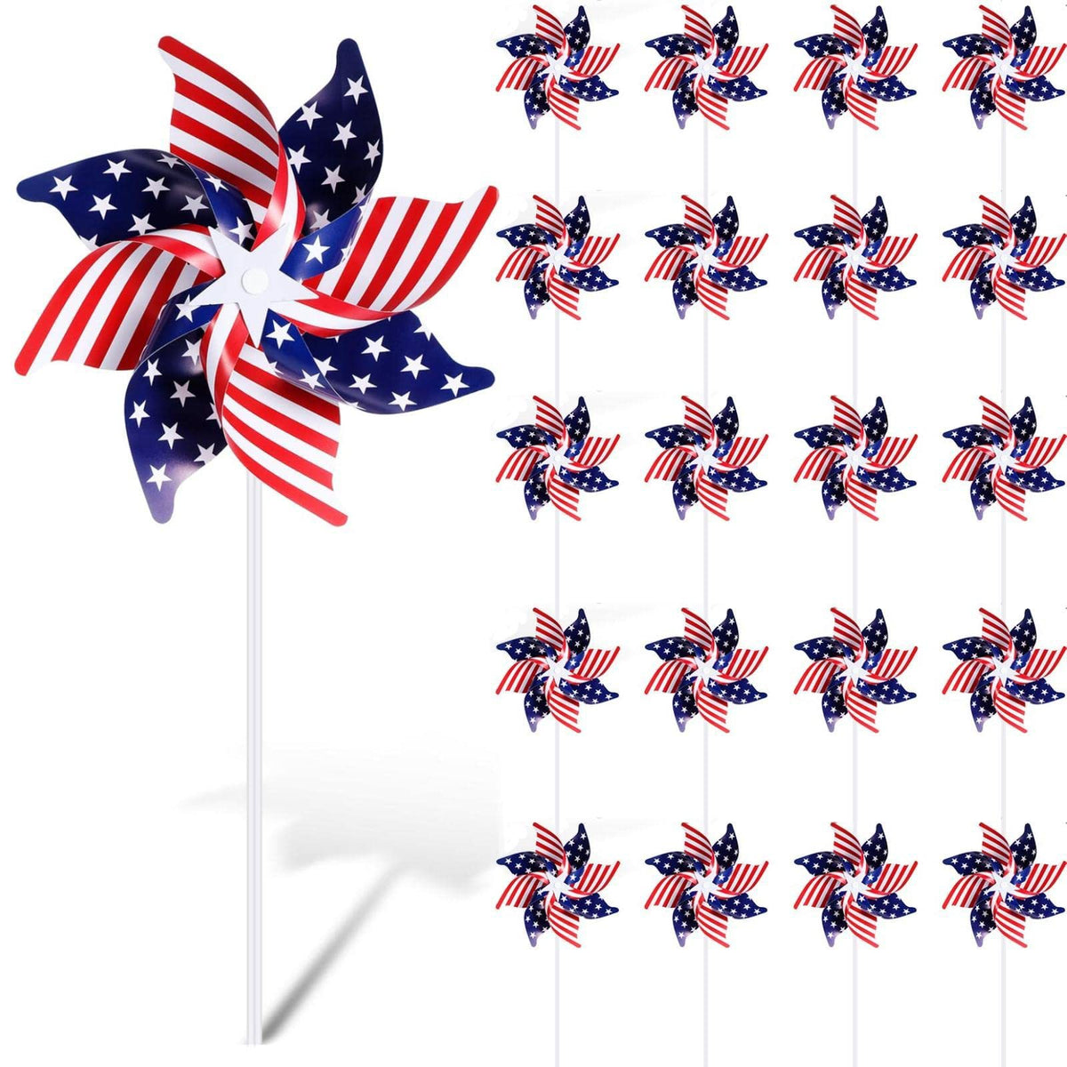24Pcs Patriotic Pinwheels for Yard and Garden American Flag Pinwheel,Veterans Day Decorations Red White Blue Pinwheels Patriotic Decorations Garden Wind Spinners,Pinwheel for Kids,Lawn,Patio