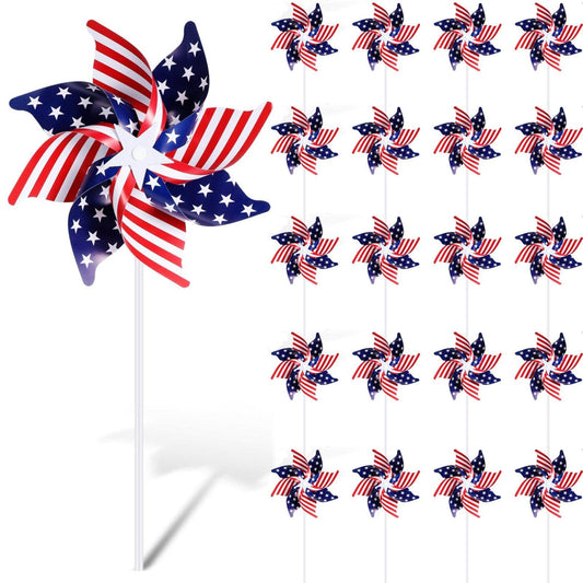 24Pcs Patriotic Pinwheels for Yard and Garden American Flag Pinwheel,Veterans Day Decorations Red White Blue Pinwheels Patriotic Decorations Garden Wind Spinners,Pinwheel for Kids,Lawn,Patio