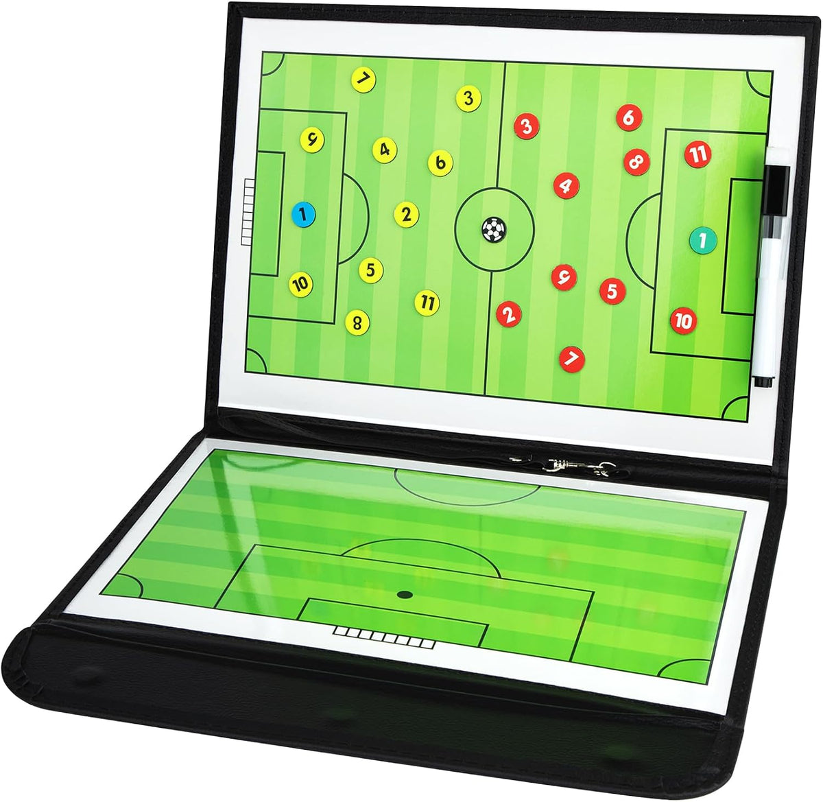 Foldable Magnetic Soccer Coaching Board, Soccer Tactics Strategy Board Portable Soccer Board with Dry Erase Markers and Magnetic Markers for Coaches Training, Great Gift for Kids Soccer Coach.