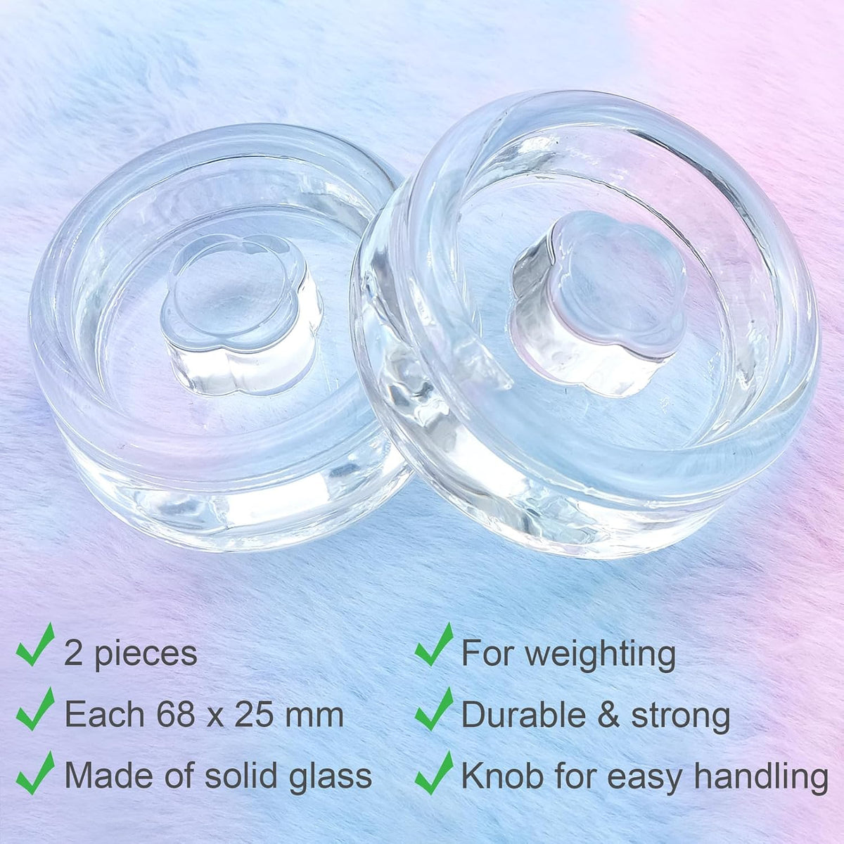 2 Pack Food Grade Glass Fermentation Weights,Wide Mouth Jars, Handle Design,Diameter 2.75 Inches, Solid And Thick, Isolate Air, Pickle Vegetables, Fruit Wine Fermentation, Pickle Lemon, Store Fruits