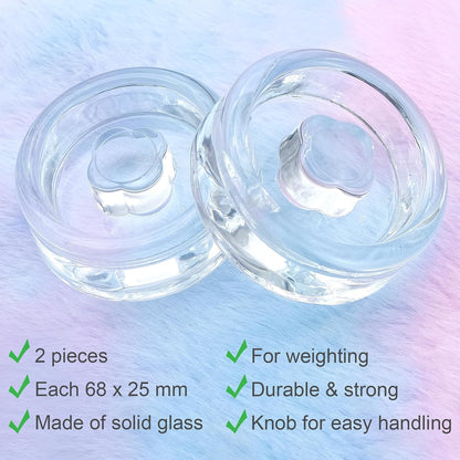2 Pack Food Grade Glass Fermentation Weights,Wide Mouth Jars, Handle Design,Diameter 2.75 Inches, Solid And Thick, Isolate Air, Pickle Vegetables, Fruit Wine Fermentation, Pickle Lemon, Store Fruits