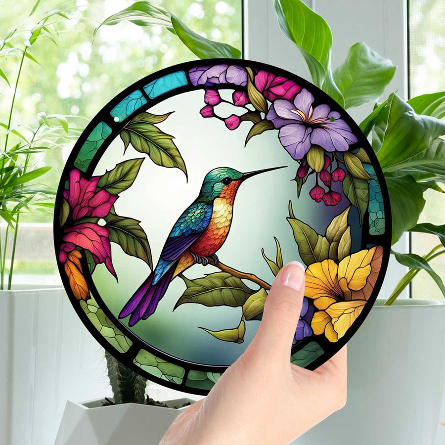 Hummingbird Suncatcher, Acrylic Colored Hummingbird Window Ornaments, Christmas Ornaments for Hummingbird Lovers. (Hummingbird 2)
