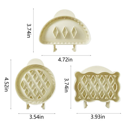 3PCS Christmas Hand Pie Molds Mini Pie Dough Press Tool Circle Semicircle and Rectangle Shapes Fits Most Kind of Festivals, Theme Parties(White)