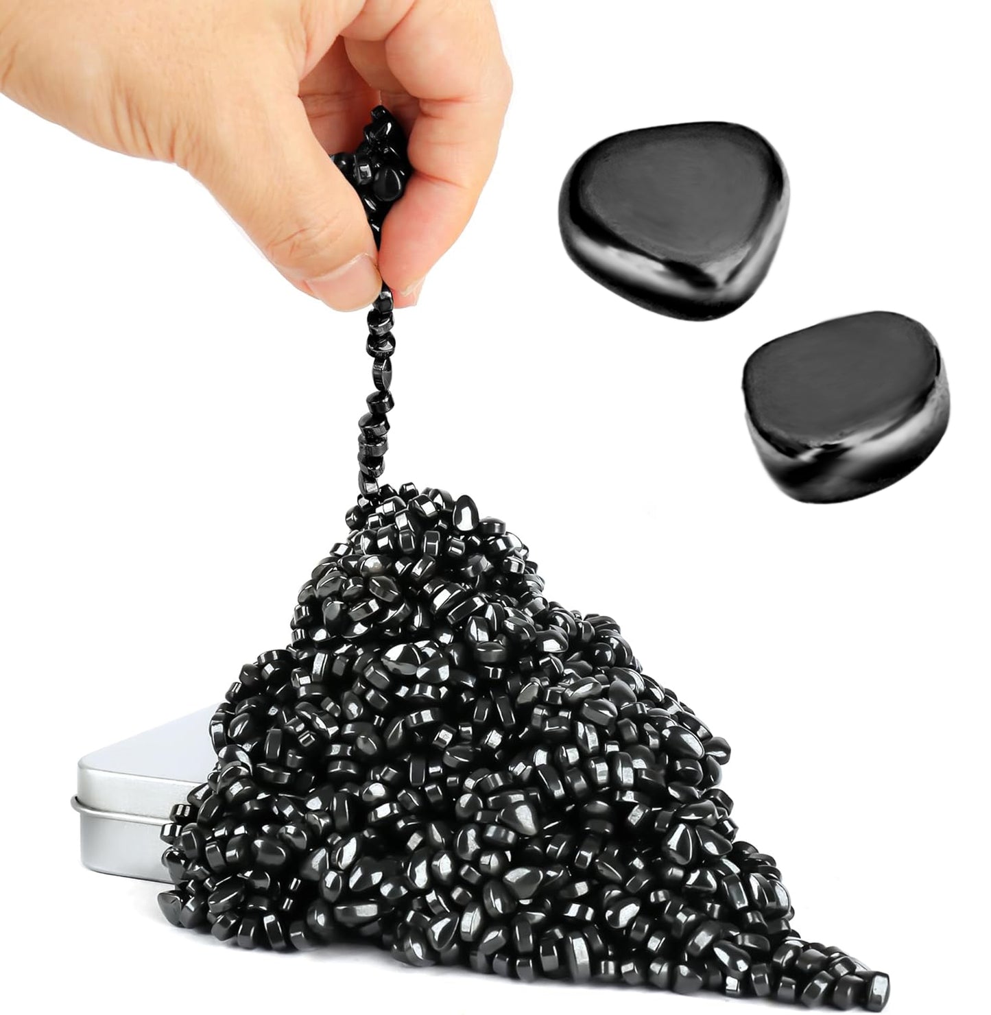 Magnetic Balls Over 500 PCS Mini Rainbow Magnetic Putty, with 2 Big Smooth Magnetic Beads, Fidget Toys for Adult, Weak Ferrite Putty Desk Toys for Office (Black)