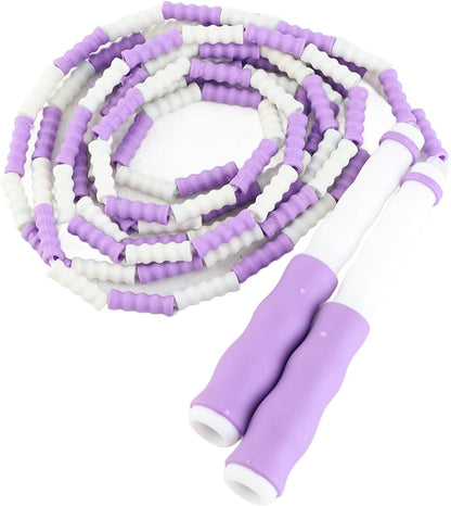 Segmented Jumping Rope, Adjustable Untangled Beaded Flexible PP Plastic Rope with Anti Slip Handle, for Kids and Beginners Exercise