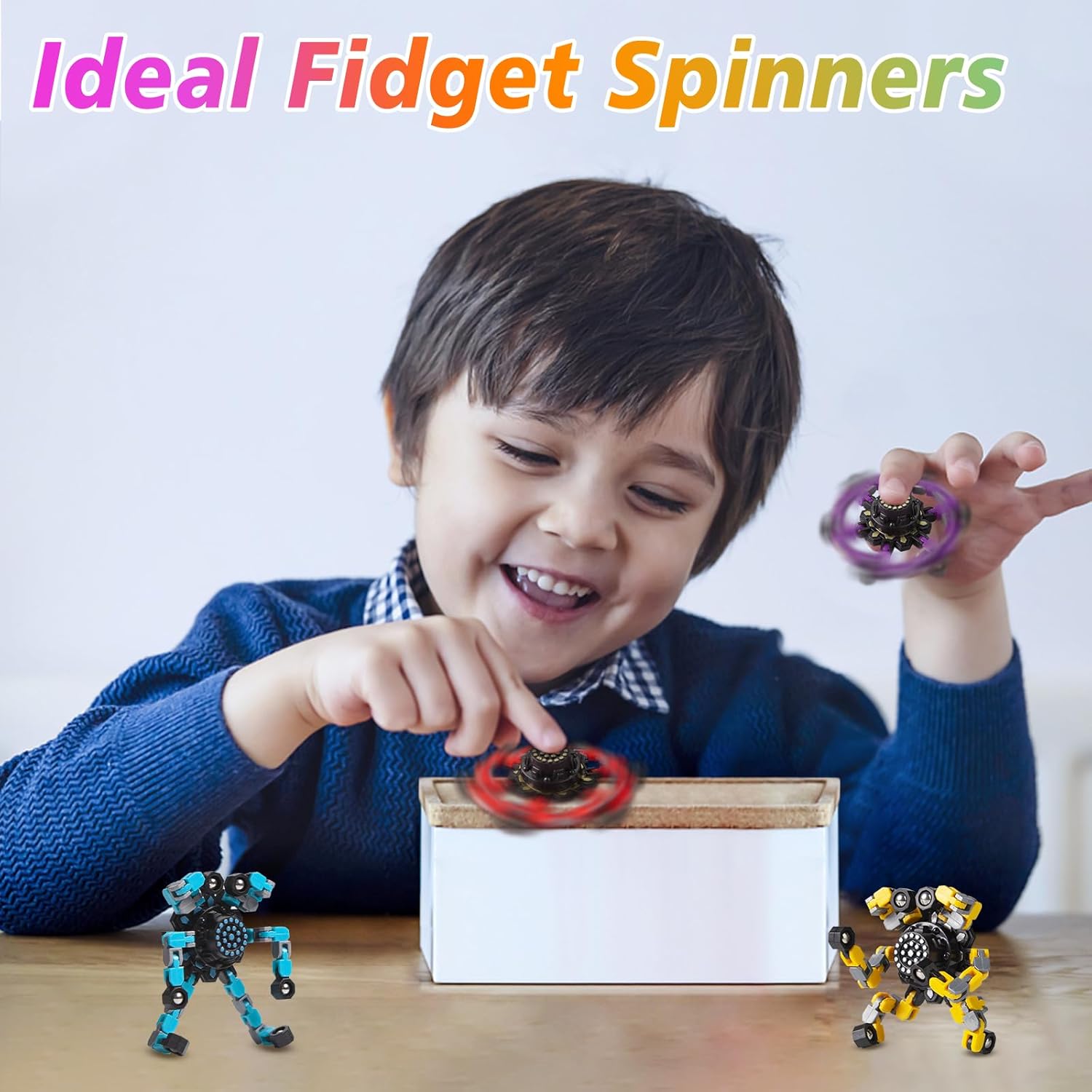 Transformable Fidget Spinners Toys for Kids and Adults Stress Relief Sensory Toys for Boys and Girls Age 8-13 Fingertip Gyros Party Favors Birthday Gifts for Teens Road Trip Travel Toy
