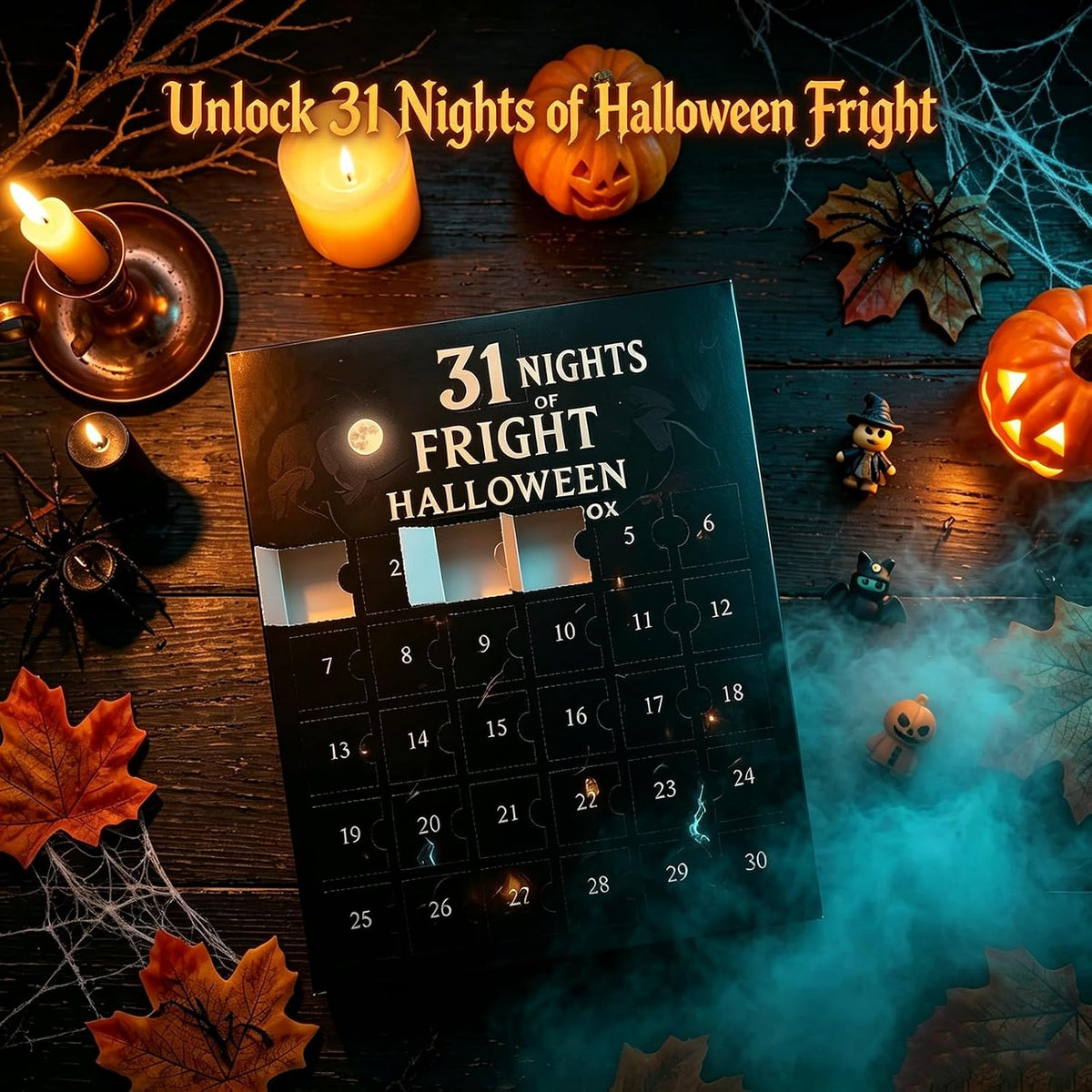 Halloween Advent Calendar 2026, 31 Nights of Fright Halloween Countdown Box with 31 Mini Spooky Figurines, 31 Days Surprise Blind Box for Home Desk Decor,Halloween Advent Calendar Gift Box