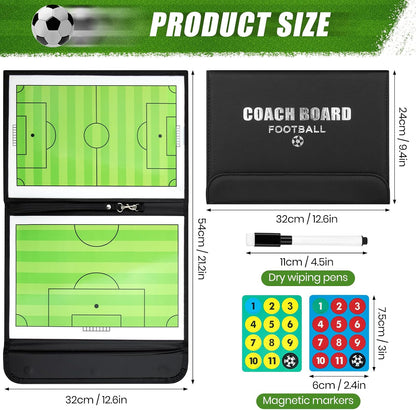 Foldable Magnetic Soccer Coaching Board, Soccer Tactics Strategy Board Portable Soccer Board with Dry Erase Markers and Magnetic Markers for Coaches Training, Great Gift for Kids Soccer Coach.