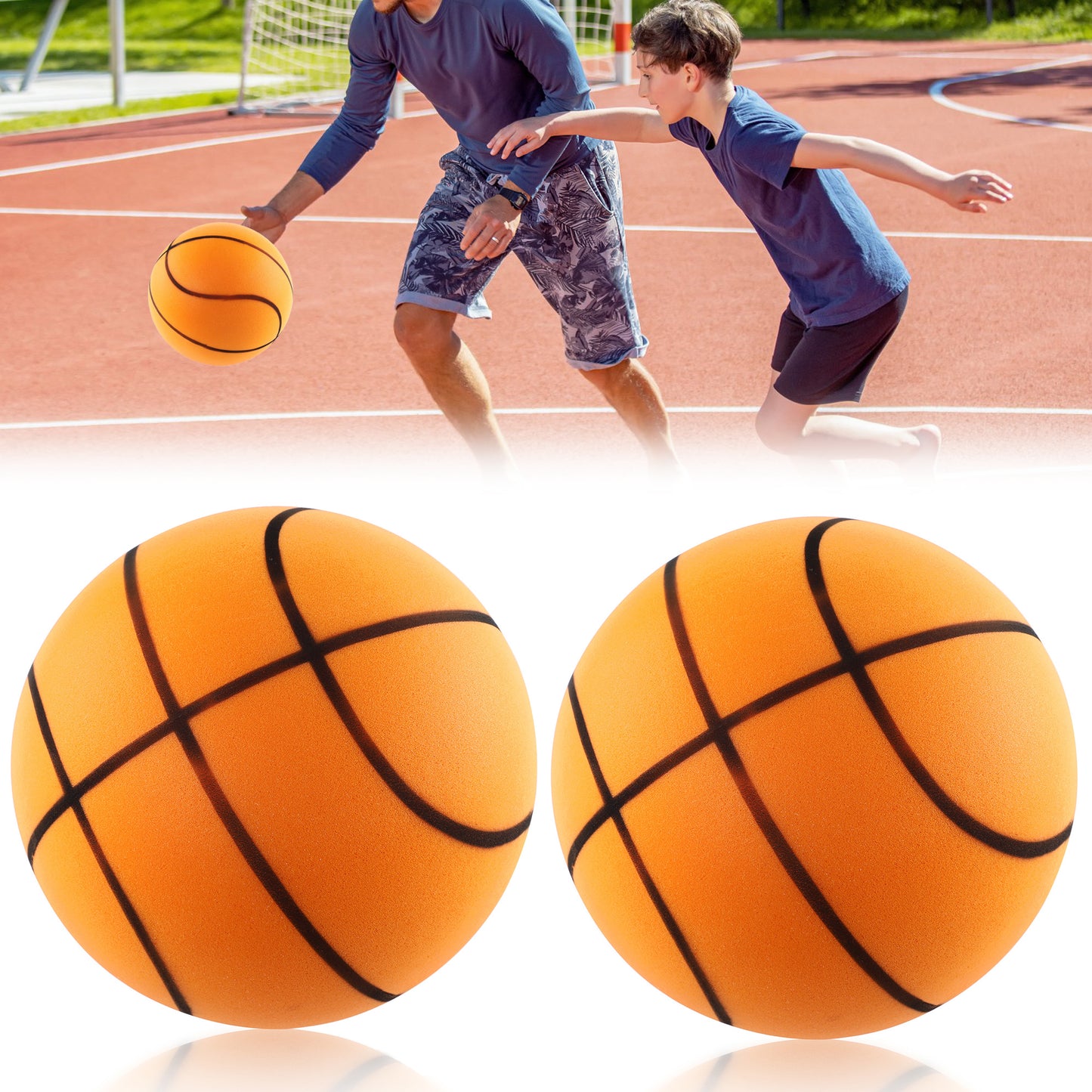 Silent Basketball Size 7 (29.5") - Upgrade Foam Indoor Basketball for Quiet Dribbling and Indoor Training, Pro PU Foam Ball – Real Feel Higher Bounce Quieter
