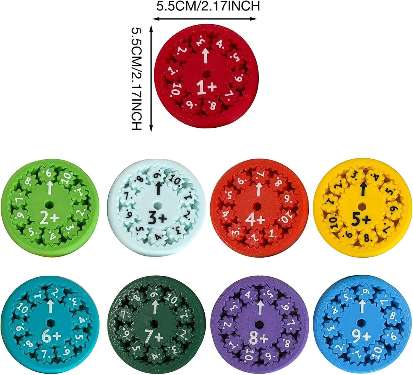 Math Fidget Spinner,Number Round Math Fidget Spinner for Children, Learn Addition&Subtraction& Multiplication & Division 18PCS