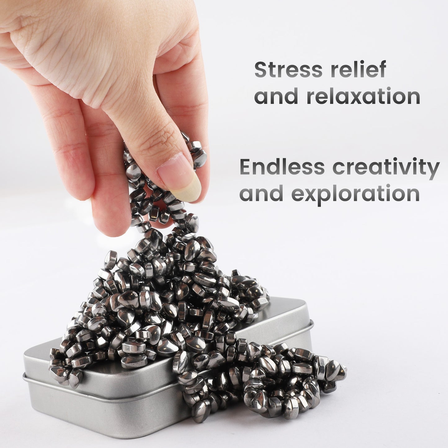 Magnetic Balls Putty Puzzle Anxiety-Stress Relief Toy Desk Fidget Toys Magnetic Stones 500P Silver