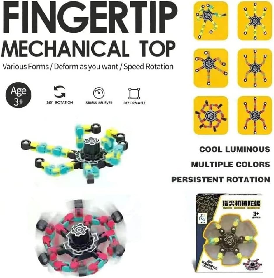 Transformable Fidget Spinners Toys 4 Pcs for Kids and Adults Stress Relief Sensory Toys for Boys and Girls Age 8-13 Fingertip Gyros Party Favors Birthday Gifts for Teens Road Trip Travel Toy