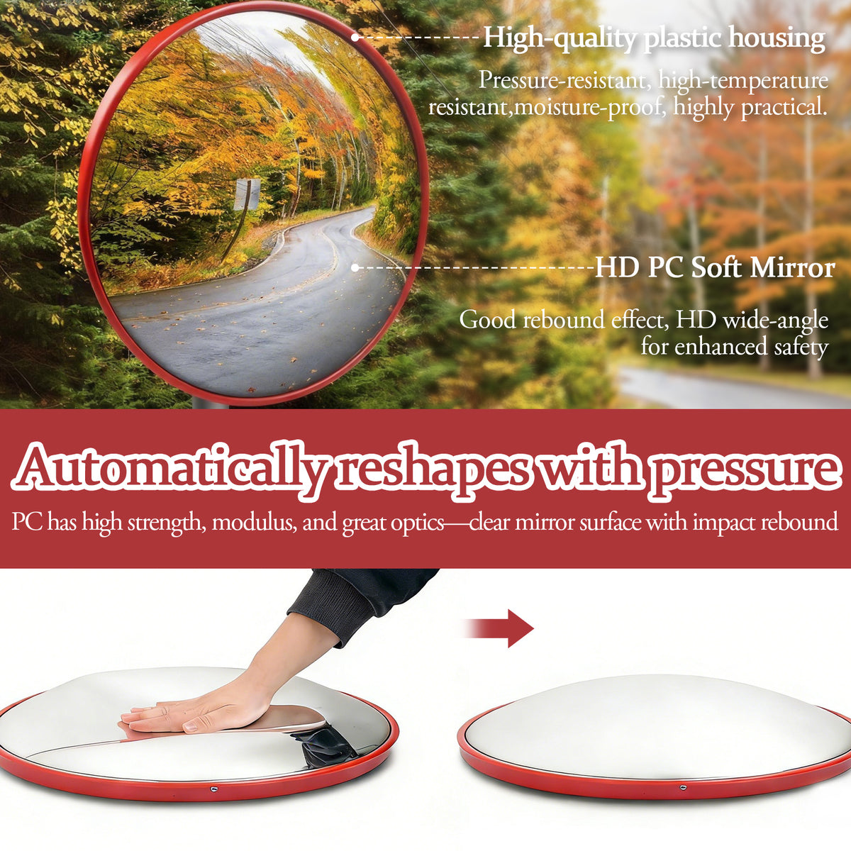 24" Wall Mounted Convex Mirror Wide Angle,Wall Mounted Security Mirror,Safety Blind Spot Round Mirror for Garage Warehouse Mall Home Office Indoor