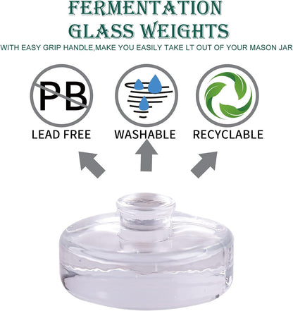 2 Pack Food Grade Glass Fermentation Weights,Wide Mouth Jars, Handle Design,Diameter 2.75 Inches, Solid And Thick, Isolate Air, Pickle Vegetables, Fruit Wine Fermentation, Pickle Lemon, Store Fruits
