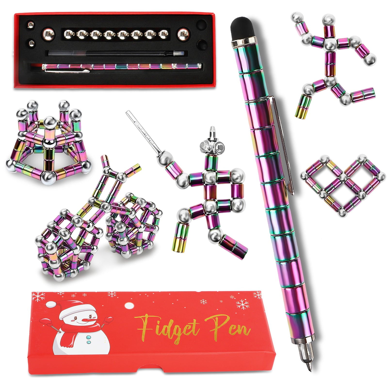 Fidget Pen, Magnetic Fidget Cool Gadgets Pen, Decompression Magnet Pen Fidget Toy,Christmas wrapping(Mixcolor)