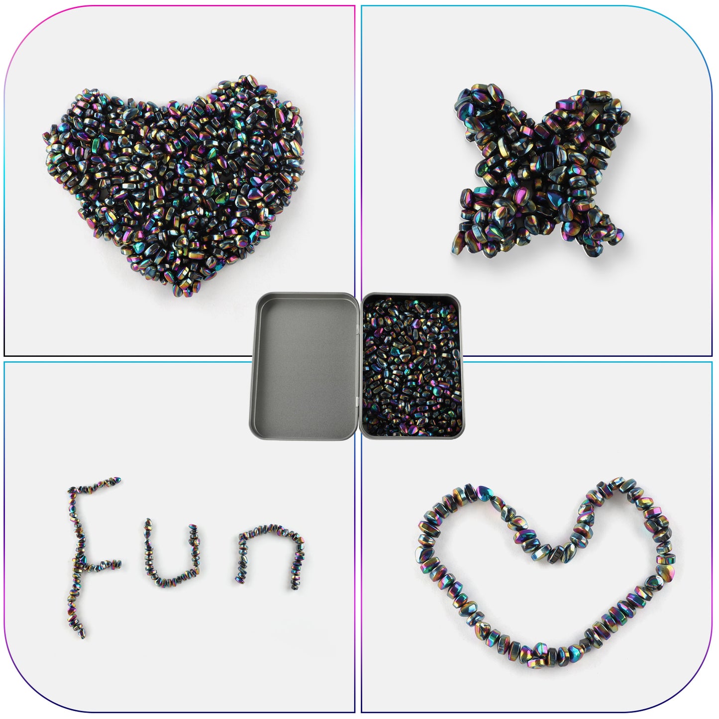 Magnetic Balls Over 1000 PCS Mini Rainbow Magnetic Putty, with 2 Big Smooth Magnetic Beads, Fidget Toys for Adult, Weak Ferrite Putty Desk Toys for Office (Colourful)