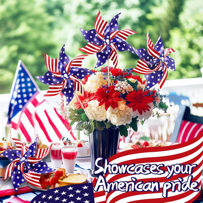 24Pcs Patriotic Pinwheels for Yard and Garden American Flag Pinwheel,Veterans Day Decorations Red White Blue Pinwheels Patriotic Decorations Garden Wind Spinners,Pinwheel for Kids,Lawn,Patio