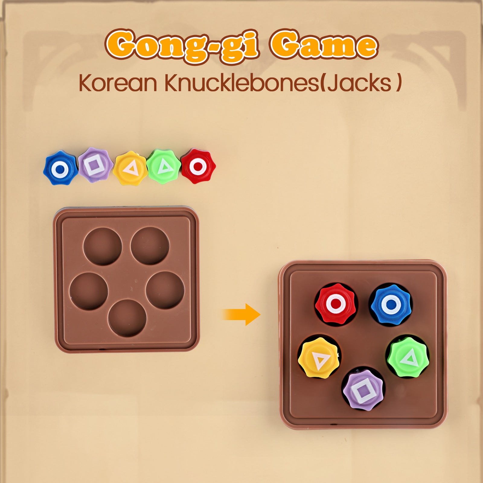 Gonggi Korean Game, Tossing Set (Korean Traditional Play Game) Jebi chagi Stone catching Biseokchigi Paeng-y DDAKJI & Family & Party, Easter Basket Stuffers, Christmas (1 Set)
