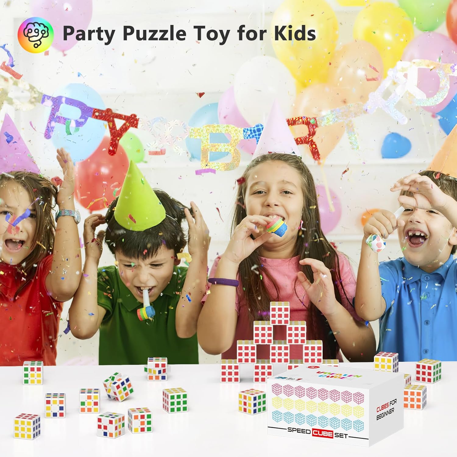 Mini Cube 24 Pack Magic Cube, Puzzle Party Favors for Kids Party Puzzle Game Toys Classroom Rewards & School Prize for Students, Stress Relief Toys Goody Bag Filler Birthday Easter Gift