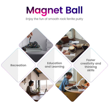 Magnetic Balls Over 1000 PCS Mini Rainbow Magnetic Putty, with 2 Big Smooth Magnetic Beads, Fidget Toys for Adult, Weak Ferrite Putty Desk Toys for Office (Colourful)
