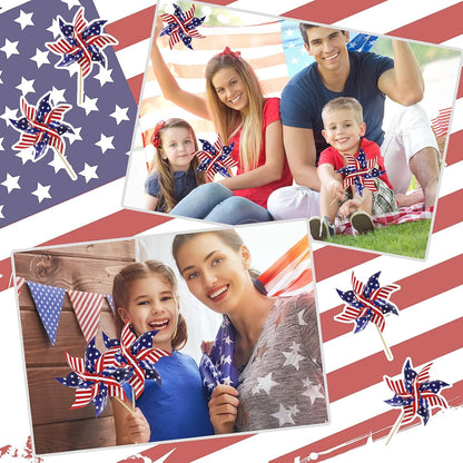 24Pcs Patriotic Pinwheels for Yard and Garden American Flag Pinwheel,Veterans Day Decorations Red White Blue Pinwheels Patriotic Decorations Garden Wind Spinners,Pinwheel for Kids,Lawn,Patio