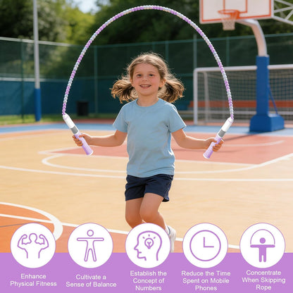 Segmented Jumping Rope, Adjustable Untangled Beaded Flexible PP Plastic Rope with Anti Slip Handle, for Kids and Beginners Exercise
