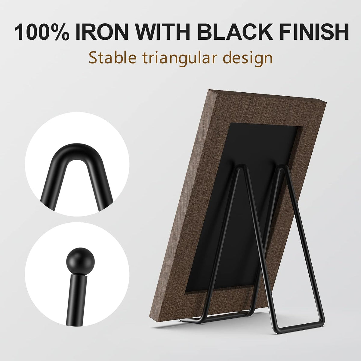 3 Pack 6 Inch Plate Stands for Display - Metal Picture Stand Plate Holder Frame Holder Fits 7"-15" H Book, Photo, Cookbook, Sturdy Rust-Resistant Solid Iron, Small Easel for Wedding Home Decor, Black