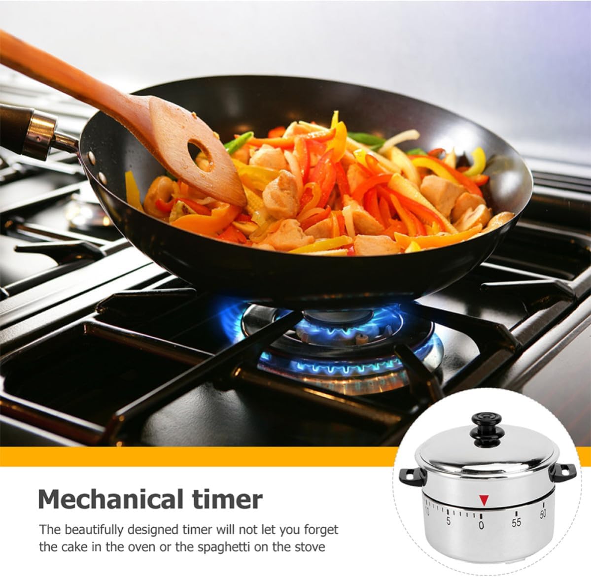 1pcs Pot Shape Kitchen Timer Stainless Steel Manual Countdown Cooking Battery-free One-button Operation, Silver Finish, Supports Cakes and Boiled Eggs, Useful for Study and Household Chores
