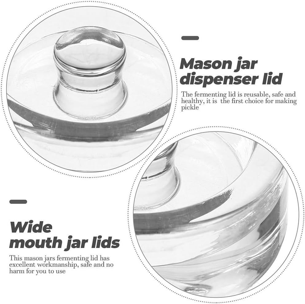 2 Pack Food Grade Glass Fermentation Weights,Wide Mouth Jars, Handle Design,Diameter 2.75 Inches, Solid And Thick, Isolate Air, Pickle Vegetables, Fruit Wine Fermentation, Pickle Lemon, Store Fruits