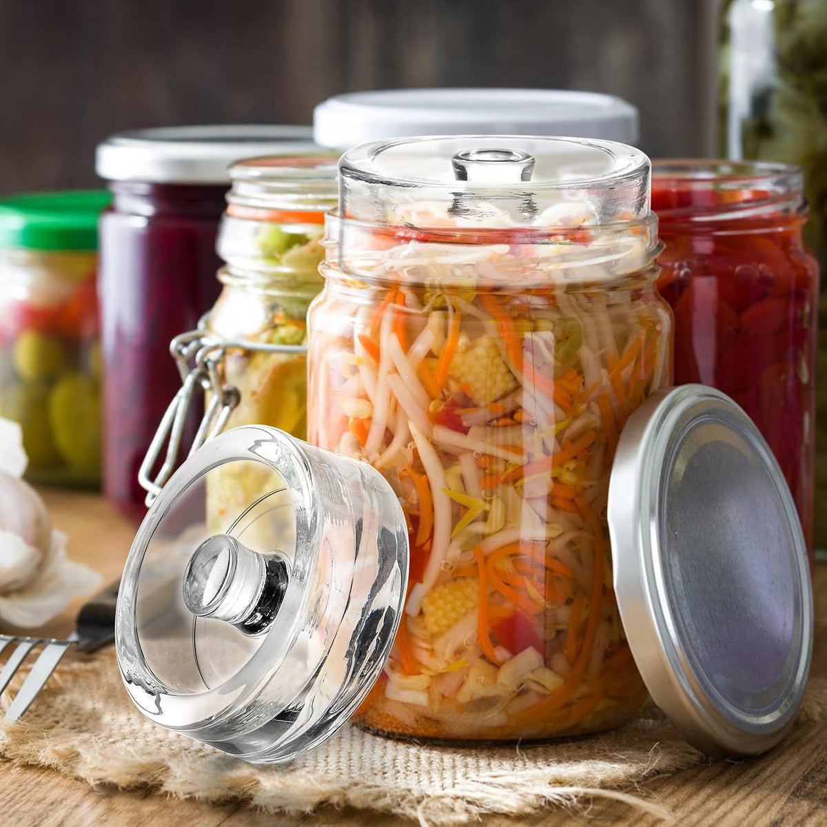 2 Pack Food Grade Glass Fermentation Weights,Wide Mouth Jars, Handle Design,Diameter 2.75 Inches, Solid And Thick, Isolate Air, Pickle Vegetables, Fruit Wine Fermentation, Pickle Lemon, Store Fruits