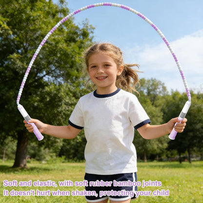 Segmented Jumping Rope, Adjustable Untangled Beaded Flexible PP Plastic Rope with Anti Slip Handle, for Kids and Beginners Exercise