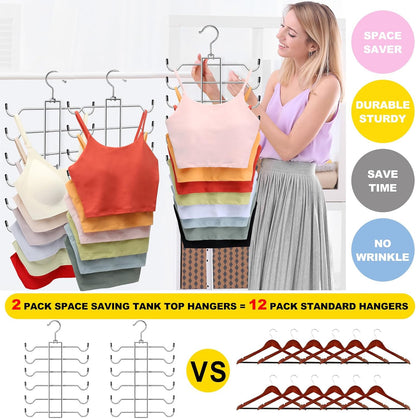3 Pack Tank Top Hanger, Rotating Bra Organizer Space Closet Organizer 8 Tier Metal,holds tank tops and bras, compact, build, multi layer