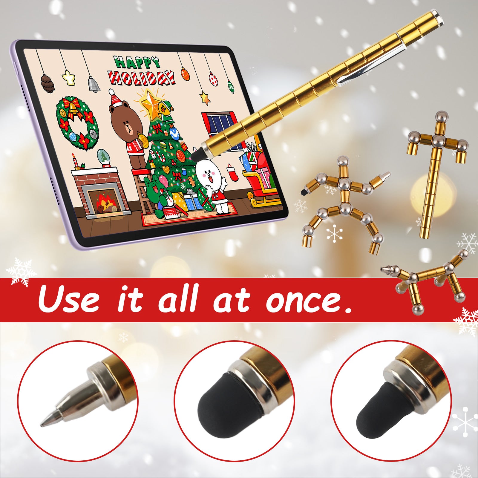 Magnetic Fidget Pen, Decompression Toy Pen Gifts, Office Desk Accessories | Sensory Toy for Stress & Anxiety Relief, Cool Gadget Stuff for Teens Adults 8-15 Years Old Boys Girl, Birthday Christmas Gift