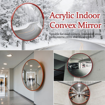 24" Wall Mounted Convex Mirror Wide Angle,Wall Mounted Security Mirror,Safety Blind Spot Round Mirror for Garage Warehouse Mall Home Office Indoor