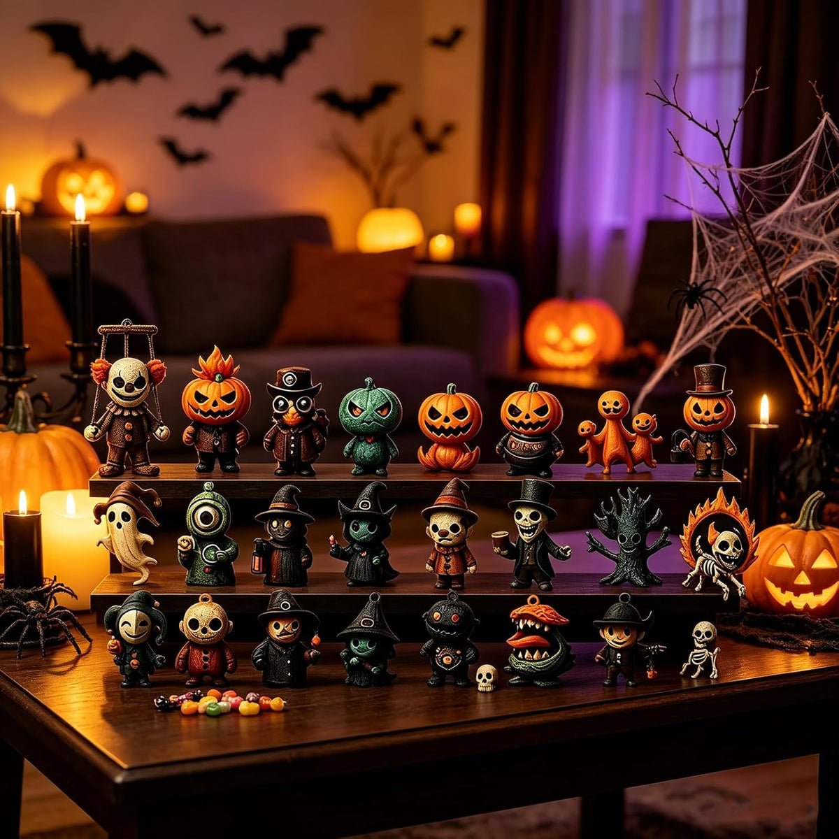 Halloween Advent Calendar 2026, 31 Nights of Fright Halloween Countdown Box with 31 Mini Spooky Figurines, 31 Days Surprise Blind Box for Home Desk Decor,Halloween Advent Calendar Gift Box