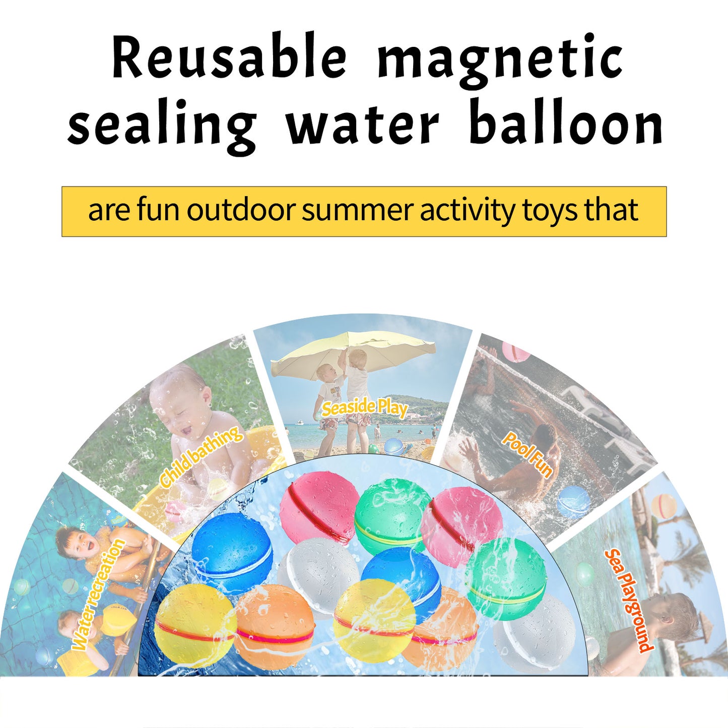 Reusable Water Balloons,12 Pcs Magnetic Splash Refillable Balls,Summer Water Toys for Kids Pool Beach & Outdoor